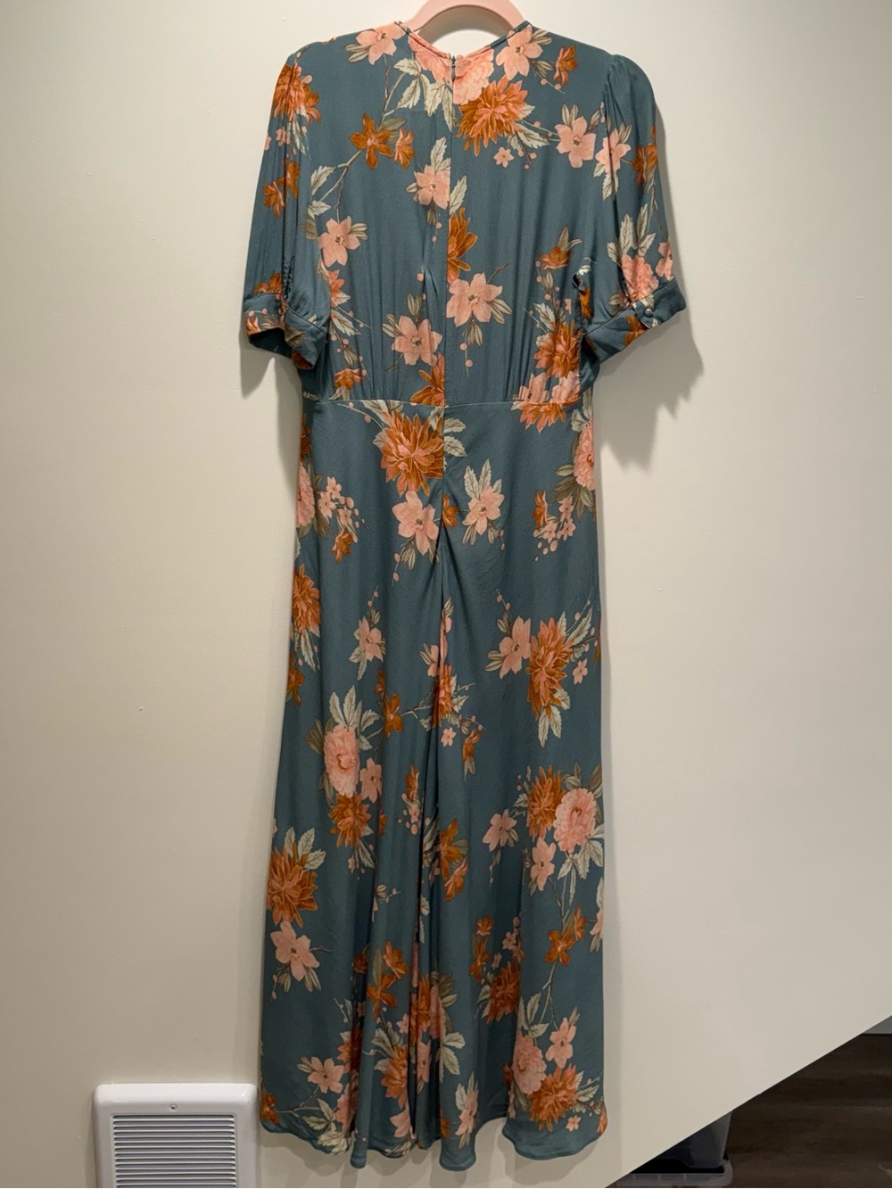 Petal & Pup Teal Floral Maxi Dress Retro Boho Cottagecore Size Large - Picture 5 of 12